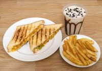 Club Cheese Grilled Sandwich With Meal Fries+Coffee