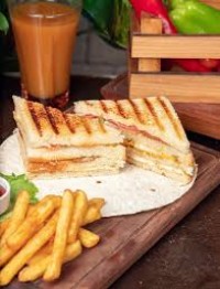 Paneer Club Sandwich With Meal Fries+Coffee